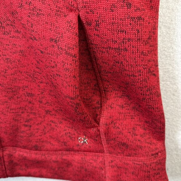 Calvin Klein Knit Sweater Womens Size M Vest Jacket Pockets Red Full Zip Upscale - Picture 2 of 11
